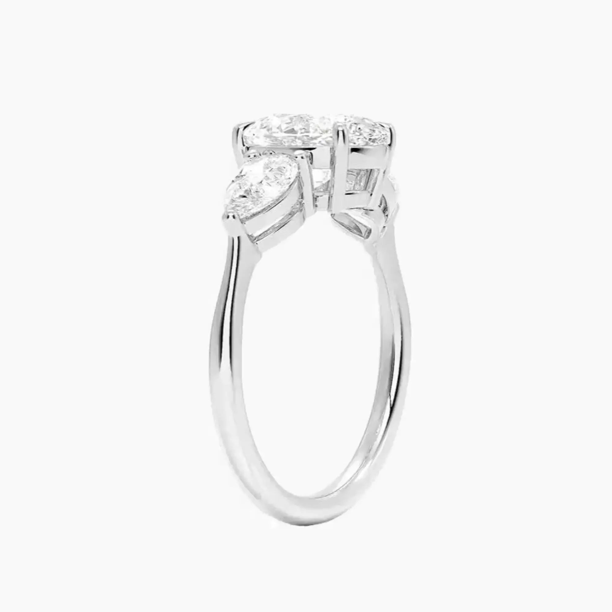 Calliope Oval Three Stone 3 Carat Lab Grown Diamond Engagement Ring in 18K White Gold