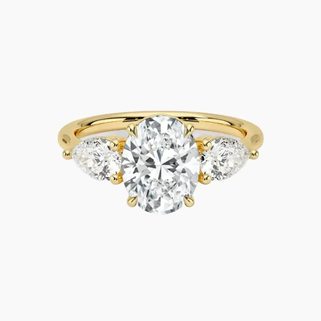 Calliope Oval Three Stone Diamond Ring Setting in 18K Yellow Gold