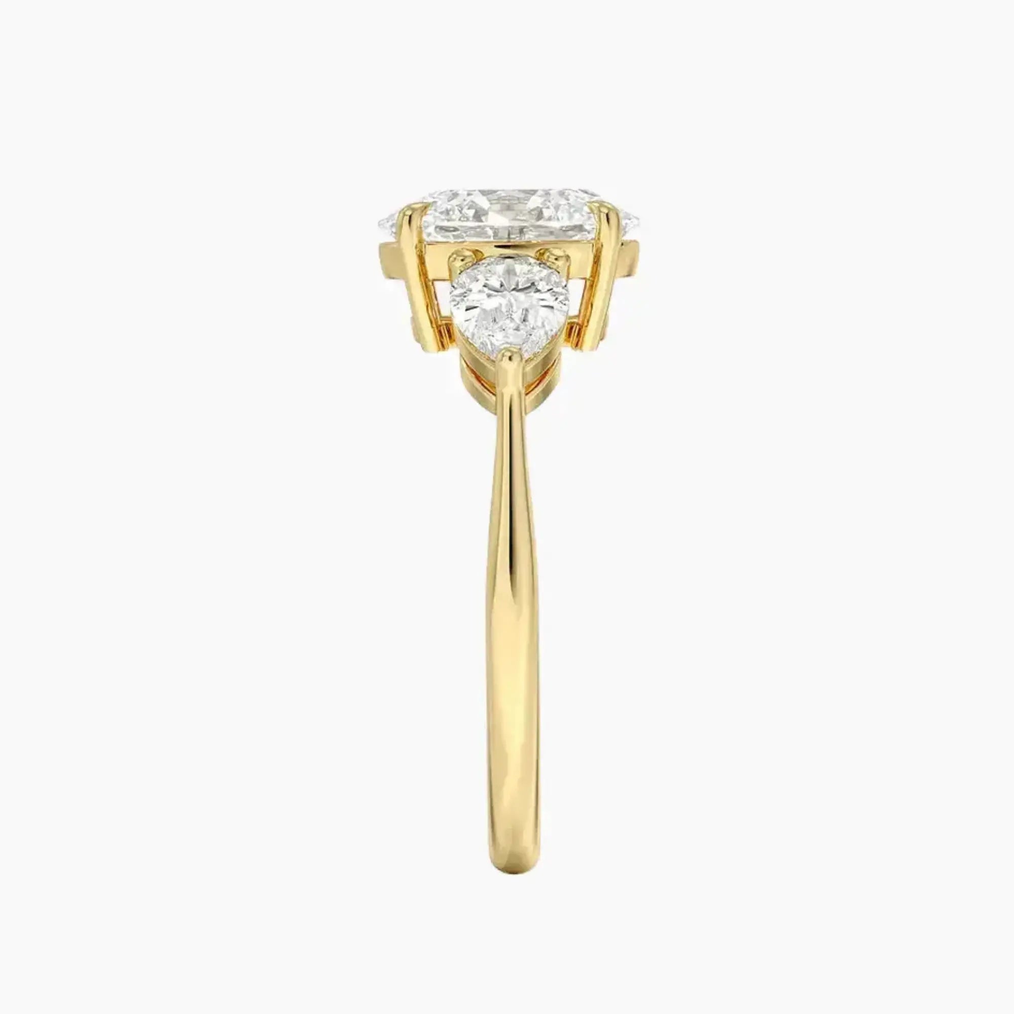 Calliope Oval Three Stone Diamond Ring Setting in 14K Yellow Gold