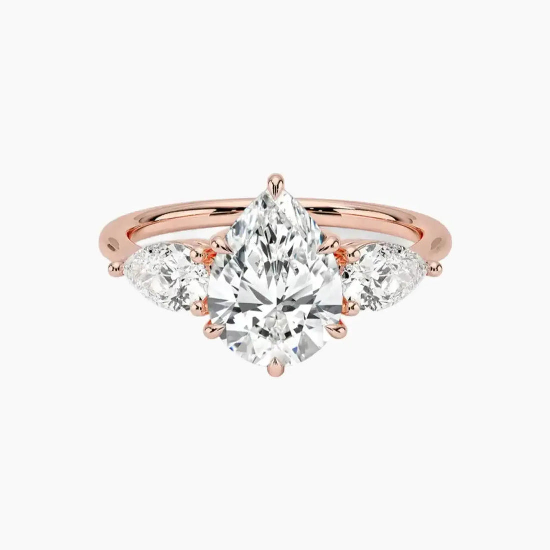 Calliope Pear Three Stone Diamond Ring Setting in 14K White Gold