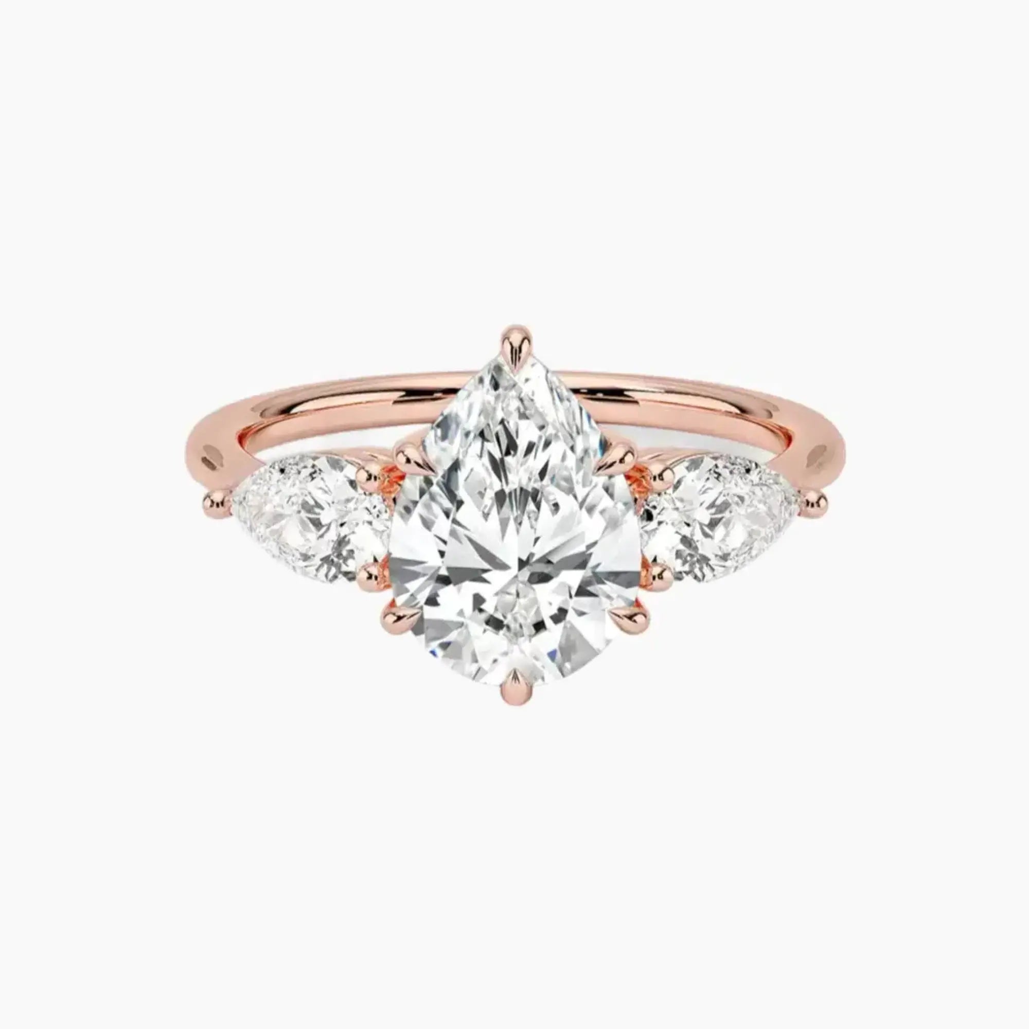 Calliope Pear Three Stone 2 Carat Lab Grown Diamond Engagement Ring in 14K White Gold