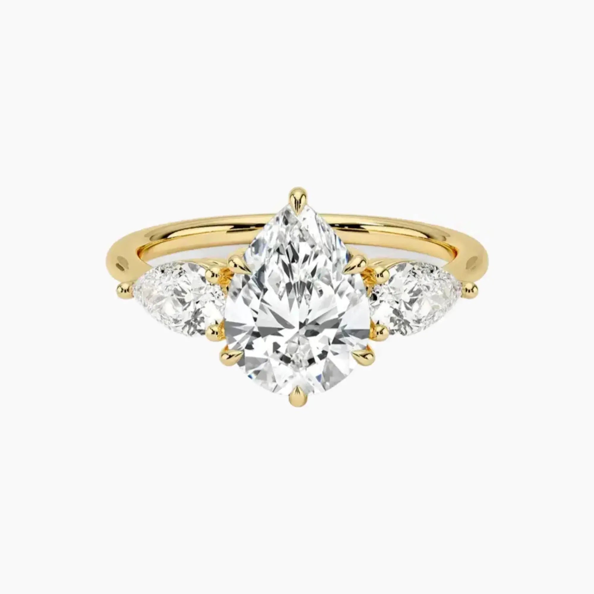 Calliope Pear Three Stone 2.5 Carat Lab Grown Diamond Engagement Ring in 14K White Gold
