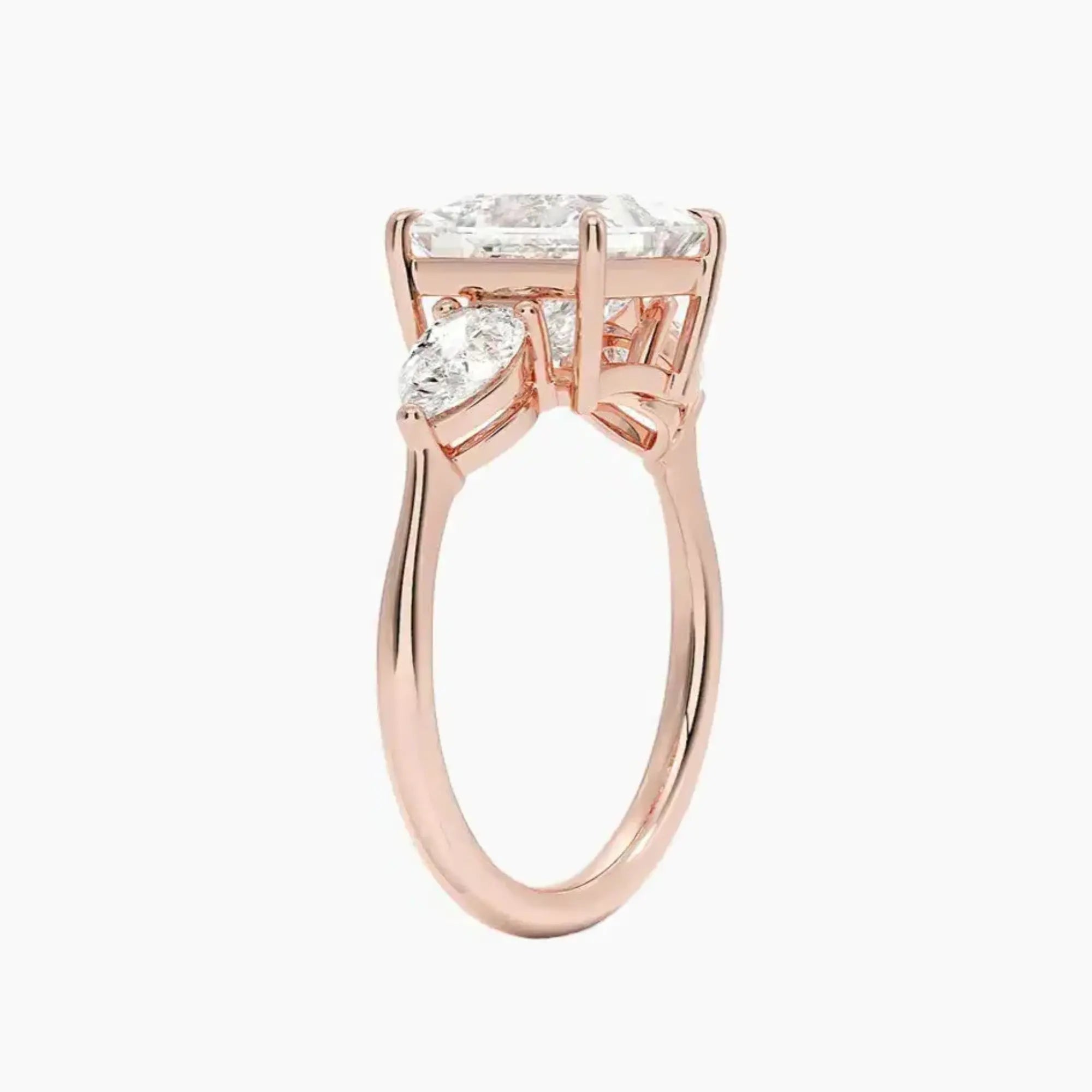Calliope Princess Three Stone 2 Carat Lab Grown Diamond Engagement Ring in 18K Rose Gold