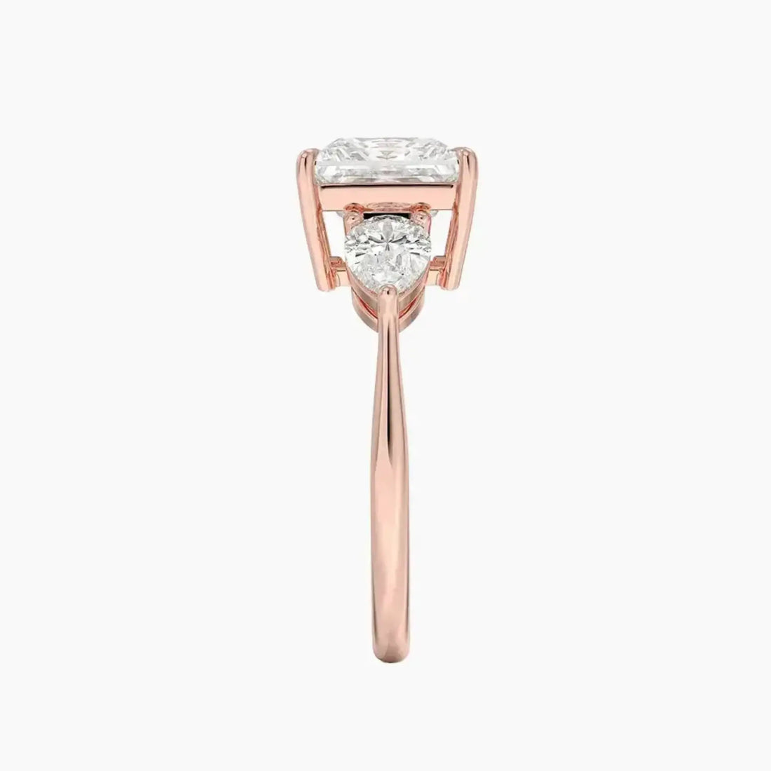 Calliope Princess Three Stone 2 Carat Lab Grown Diamond Engagement Ring in 14K Rose Gold