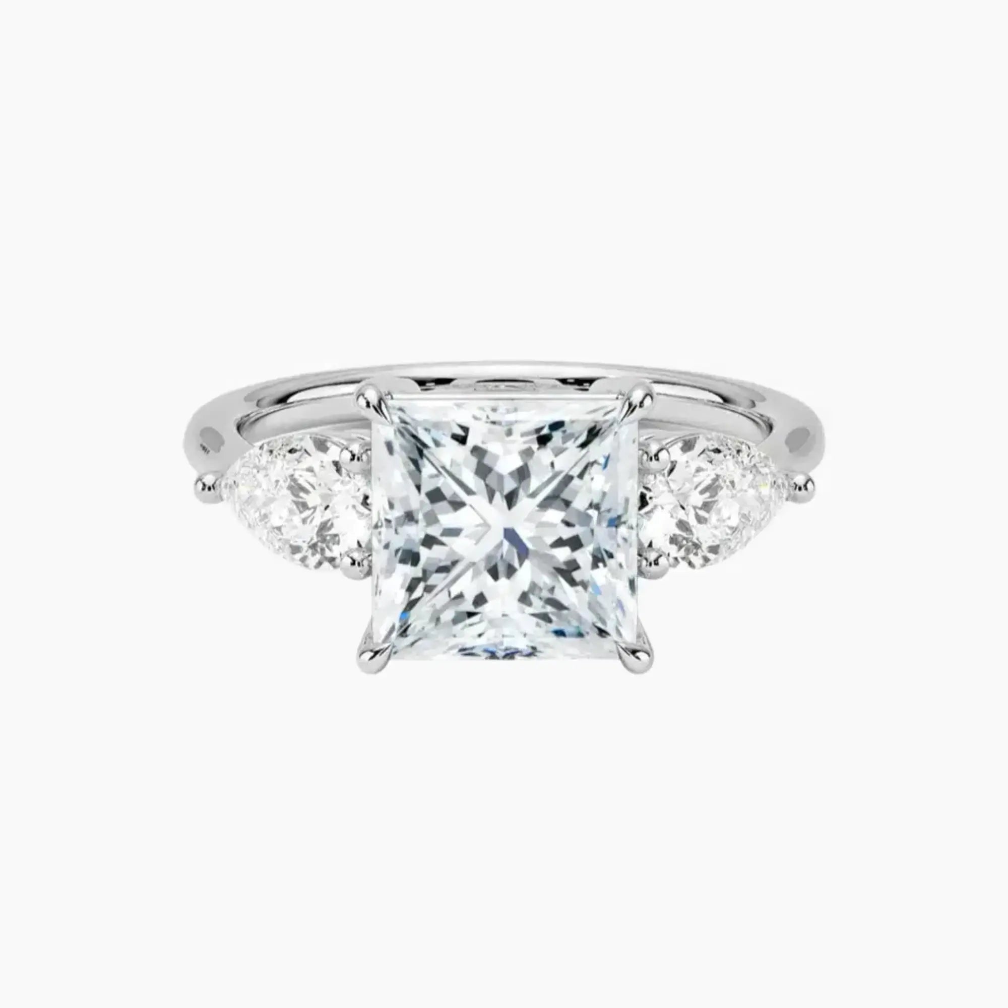 Calliope Princess Three Stone Diamond Ring Setting in 14K Rose Gold