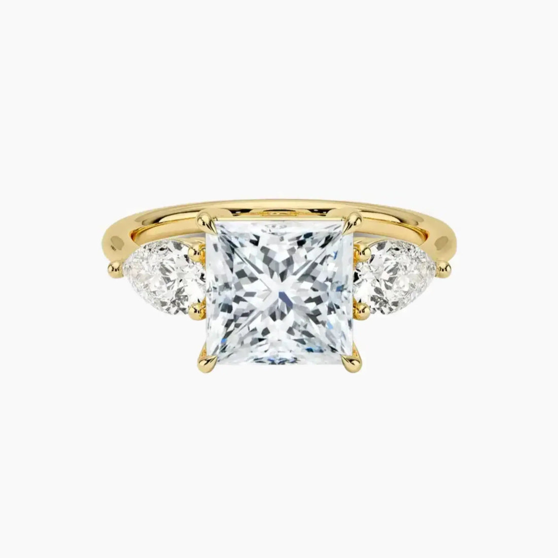 Calliope Princess Three Stone 1 Carat Lab Grown Diamond Engagement Ring in 14K Yellow Gold