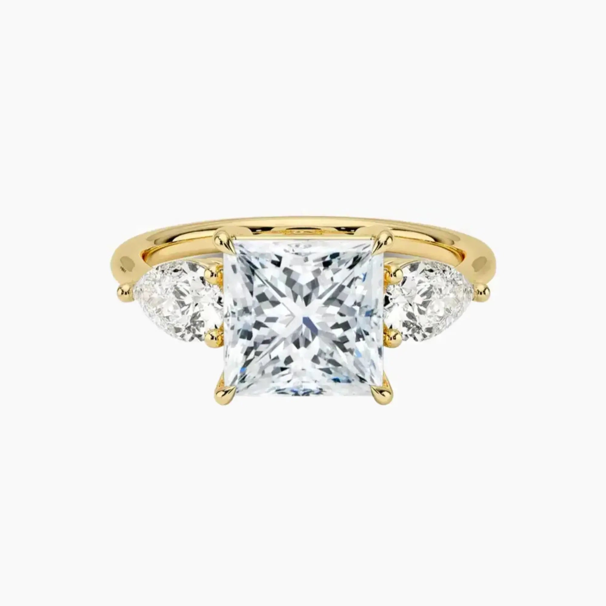 Calliope Princess Three Stone Diamond Ring Setting in 14K Yellow Gold