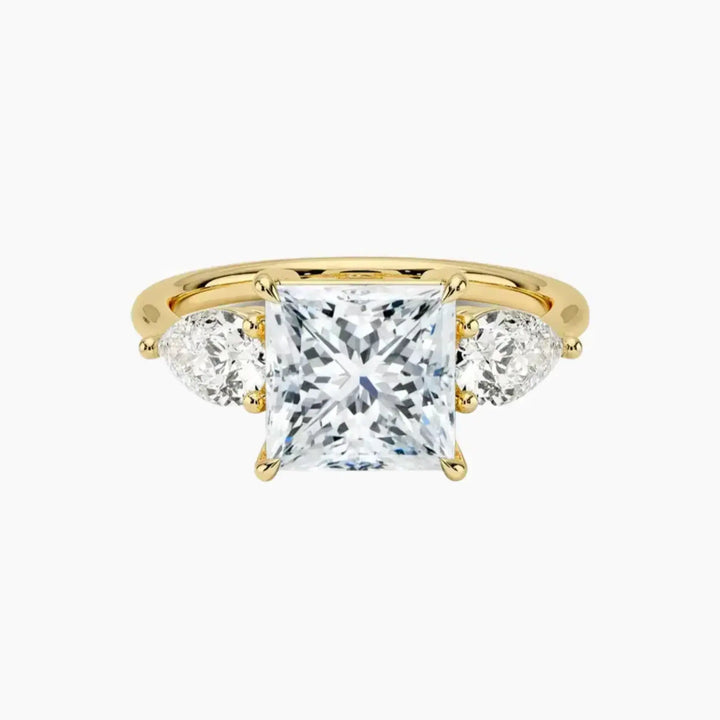 Calliope Princess Three Stone 2 Carat Lab Grown Diamond Engagement Ring in 18K Yellow Gold