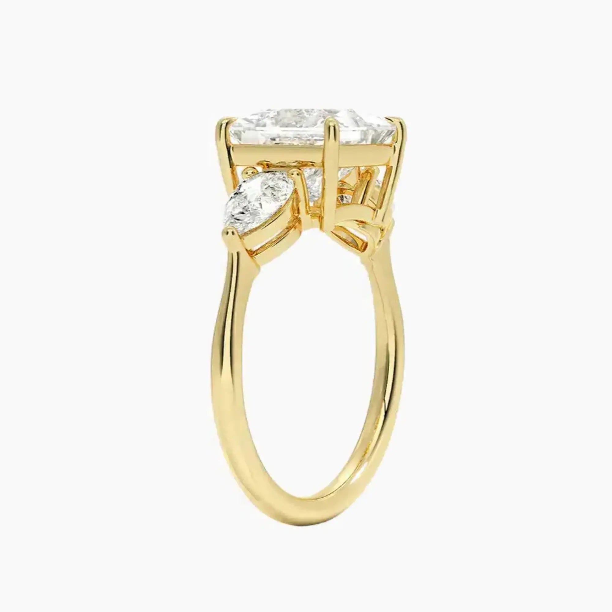 Calliope Princess Three Stone Diamond Ring Setting in 14K Yellow Gold