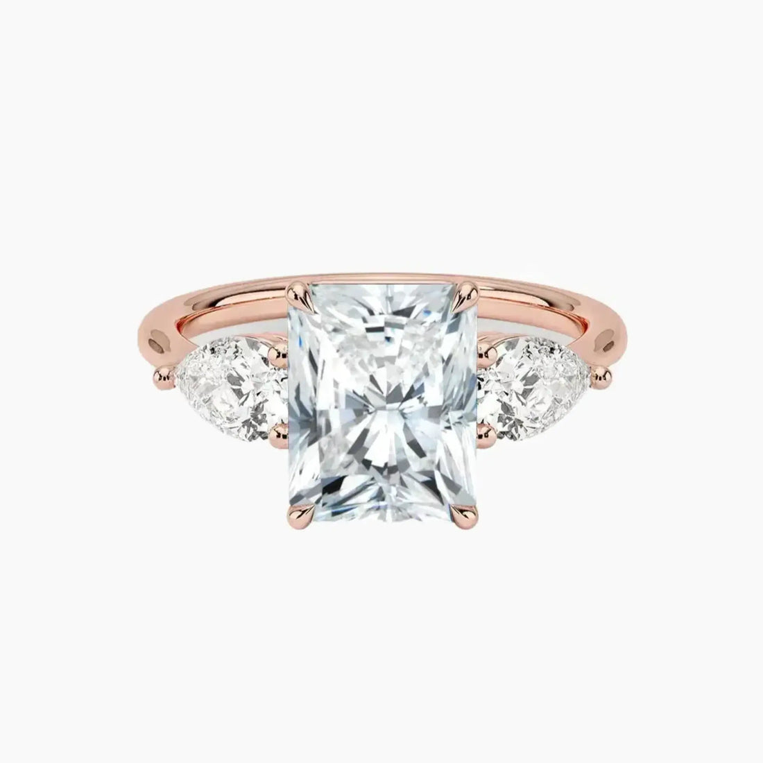 Calliope Radiant Three Stone 2 Carat Lab Grown Diamond Engagement Ring in 18K Yellow Gold