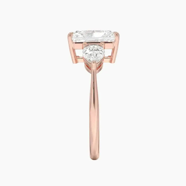 Calliope Radiant Three Stone 1 Carat Lab Grown Diamond Engagement Ring in 14K Yellow Gold