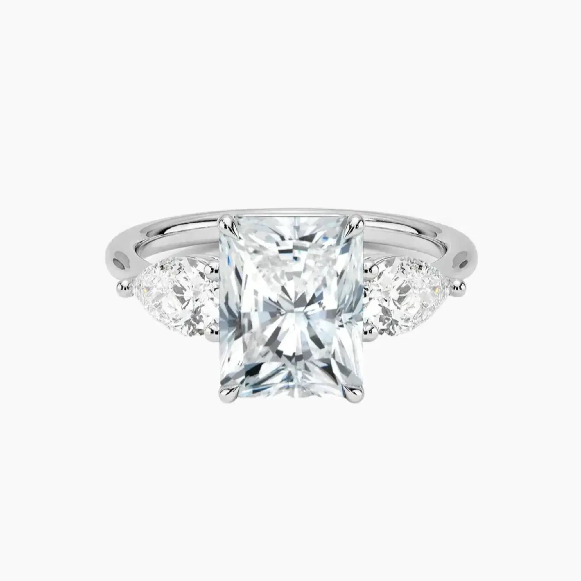 Calliope Radiant Three Stone Diamond Ring Setting in 18K White Gold
