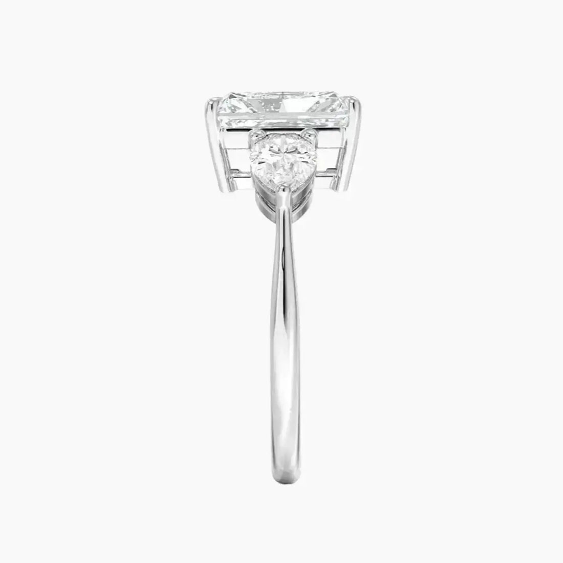 Calliope Radiant Three Stone 2.5 Carat Lab Grown Diamond Engagement Ring in 18K Rose Gold