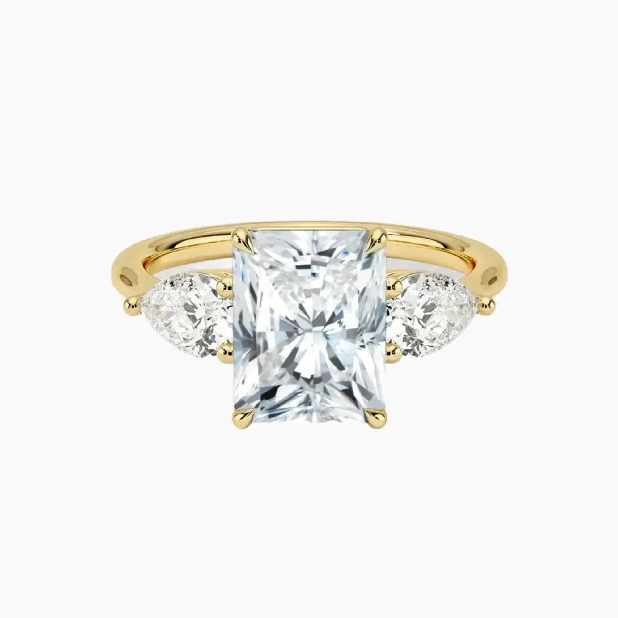 Calliope Radiant Three Stone 2.5 Carat Lab Grown Diamond Engagement Ring in 14K Rose Gold