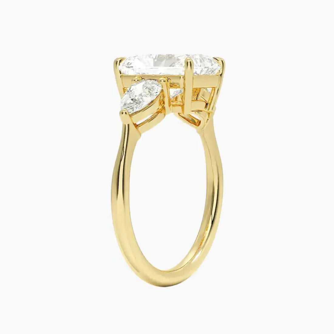 Calliope Radiant Three Stone Diamond Ring Setting in 18K White Gold