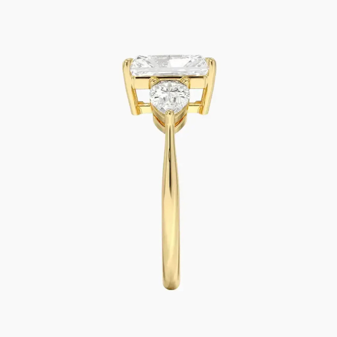 Calliope Radiant Three Stone Diamond Ring Setting in 18K Rose Gold