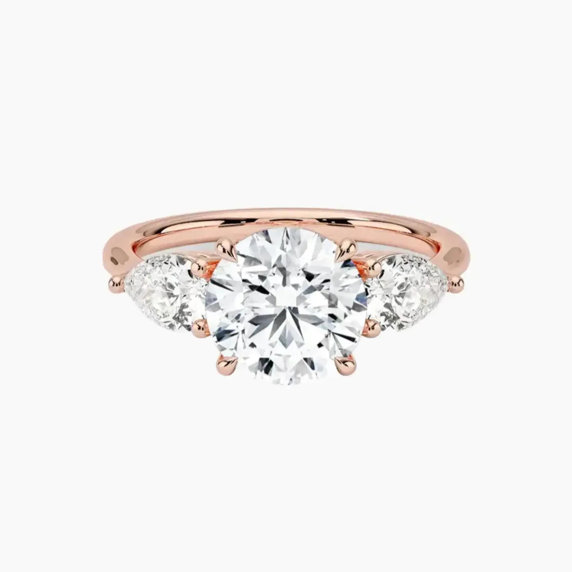Calliope Round Three Stone 3 Carat Lab Grown Diamond Engagement Ring in 18K White Gold