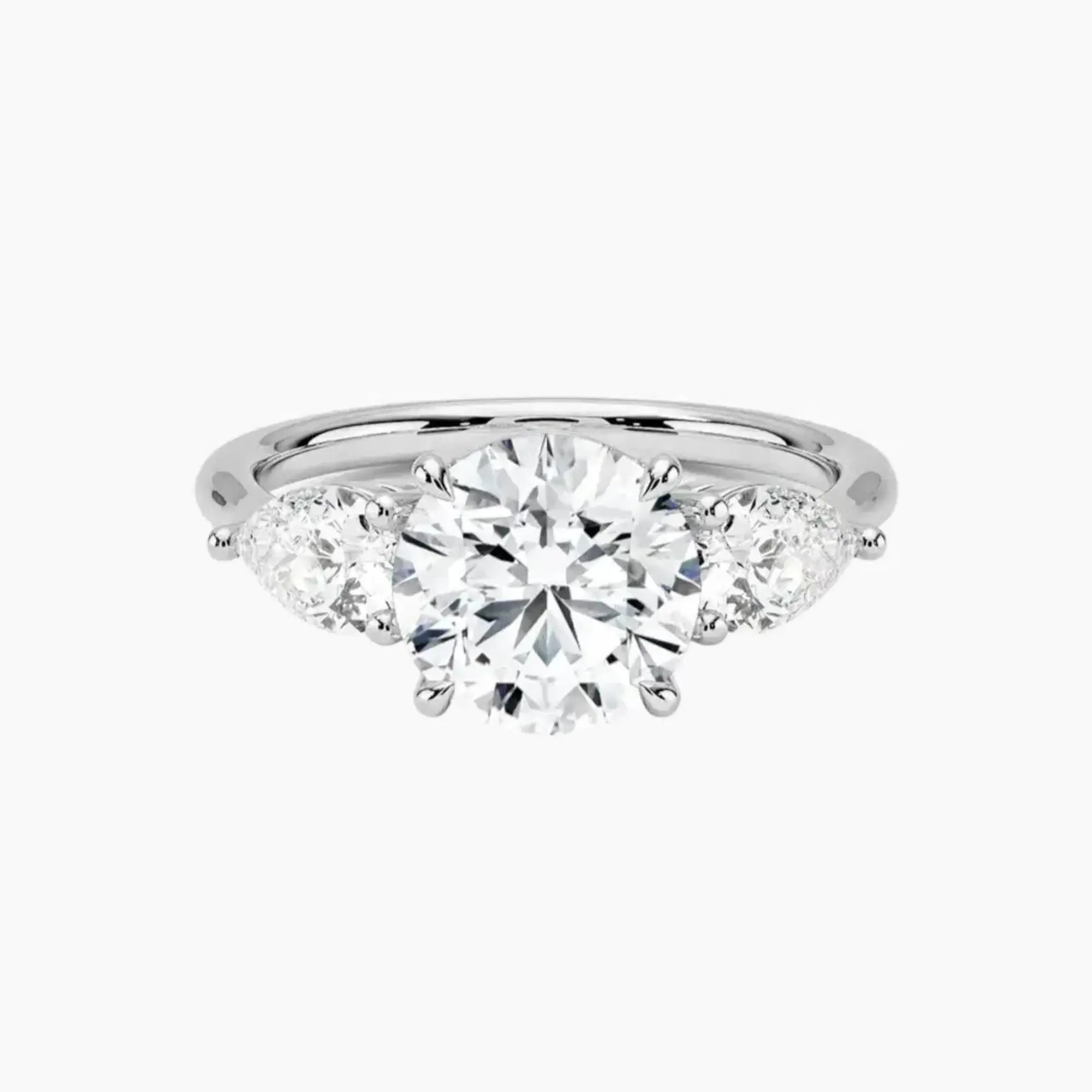 Calliope Round Three Stone 2.5 Carat Lab Grown Diamond Engagement Ring in 14K Rose Gold