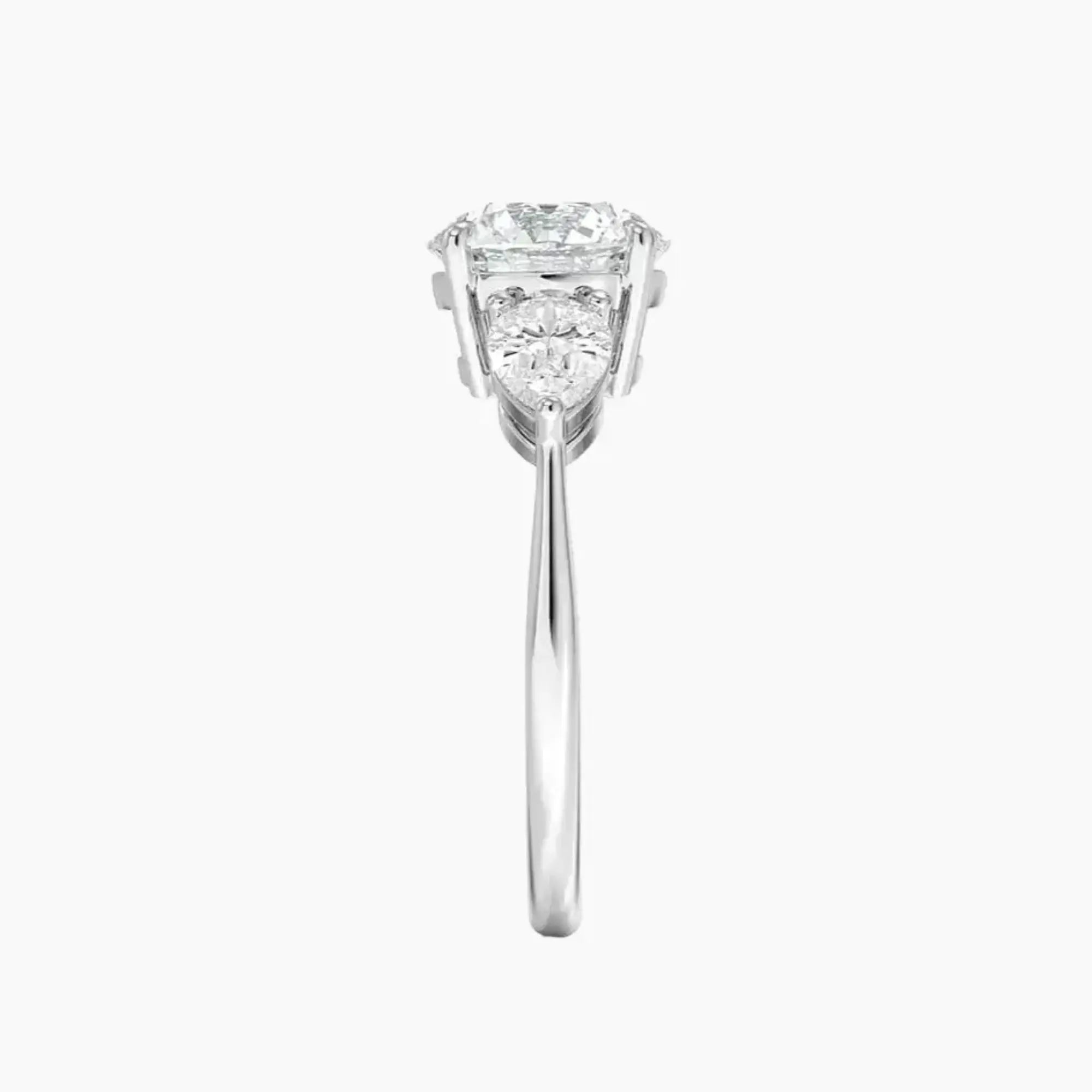 Calliope Round Three Stone Diamond Ring Setting in 18K Rose Gold