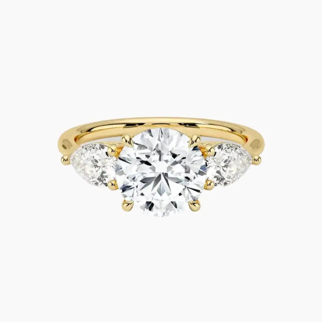 Calliope Round Three Stone Diamond Ring Setting in 18K White Gold