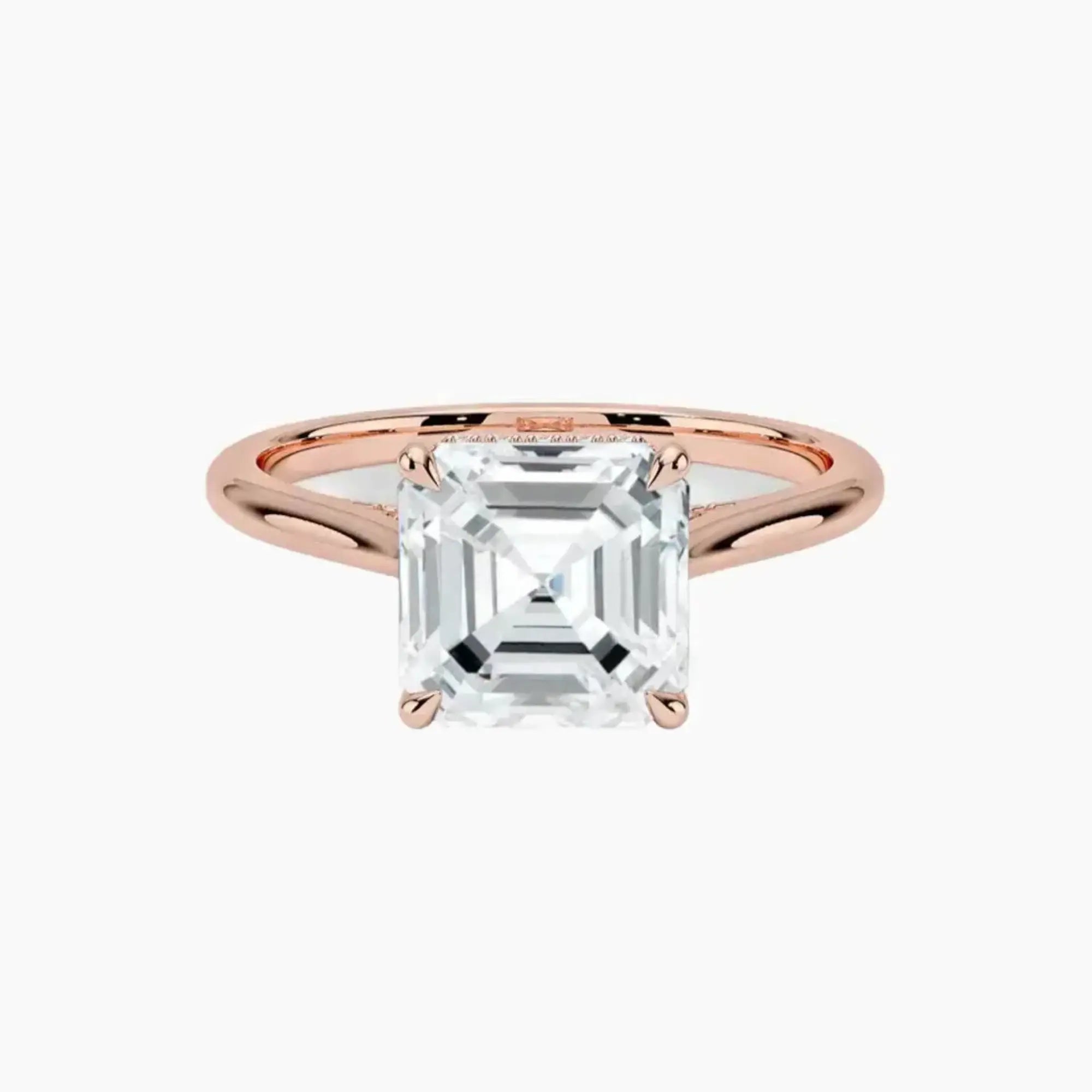 Hestia Asscher Hidden Halo 1 Carat Lab Grown Diamond Engagement Ring in 14K Yellow Gold