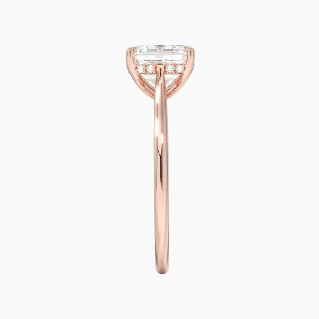 Hestia Asscher Hidden Halo Diamond Ring Setting in 18K Rose Gold