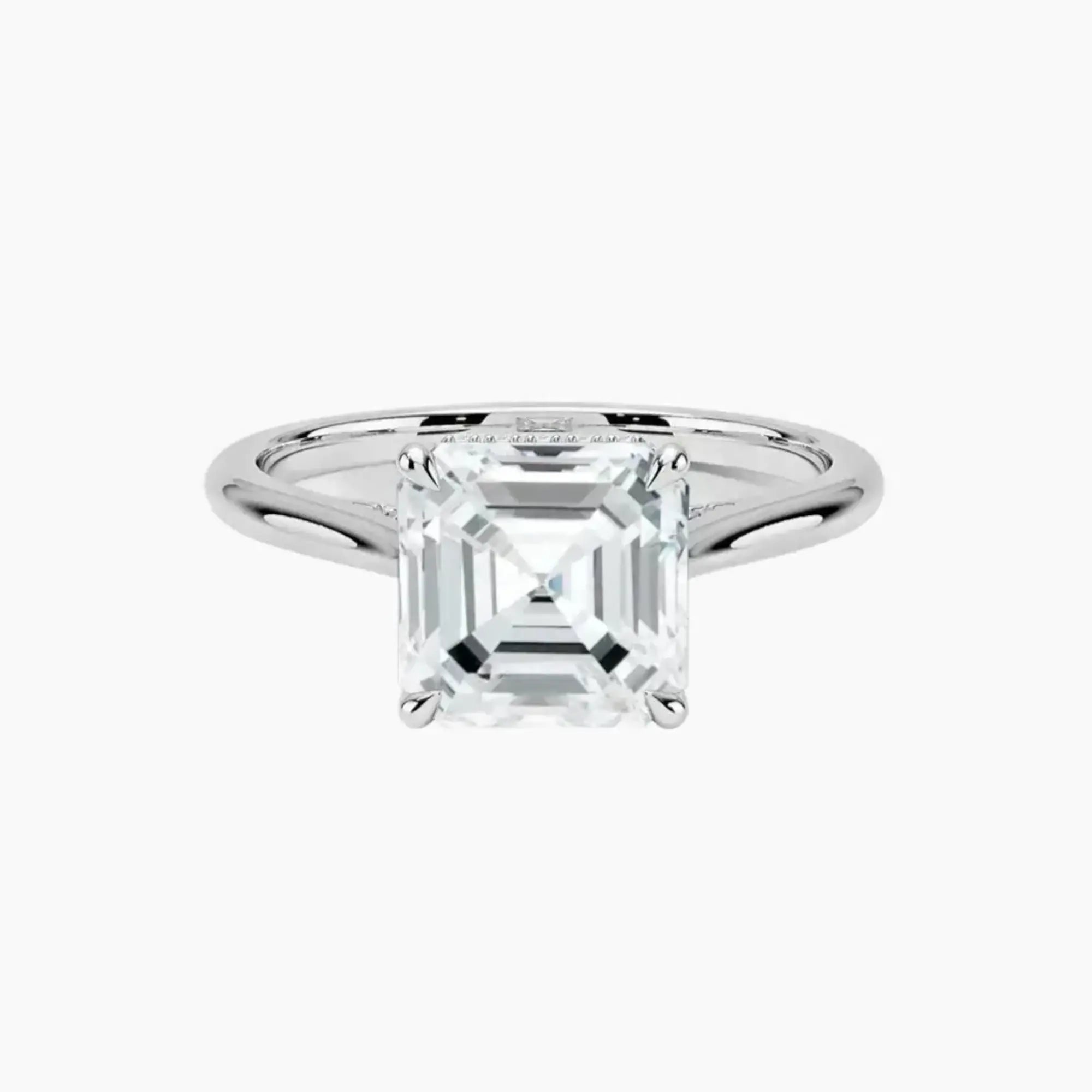 Hestia Asscher Hidden Halo 3 Carat Lab Grown Diamond Engagement Ring in 18K White Gold