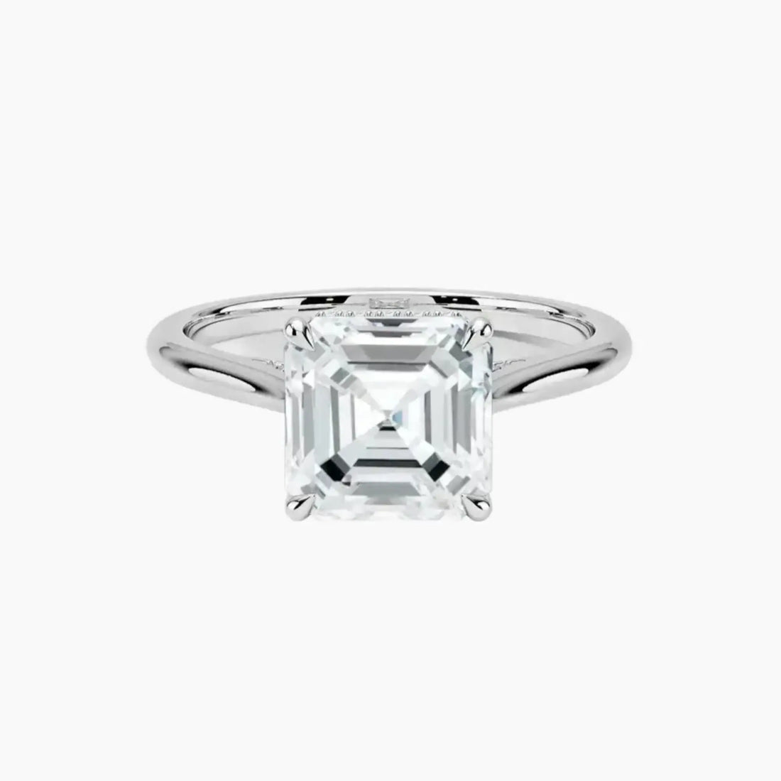 Hestia Asscher Hidden Halo Diamond Ring Setting in 18K Rose Gold