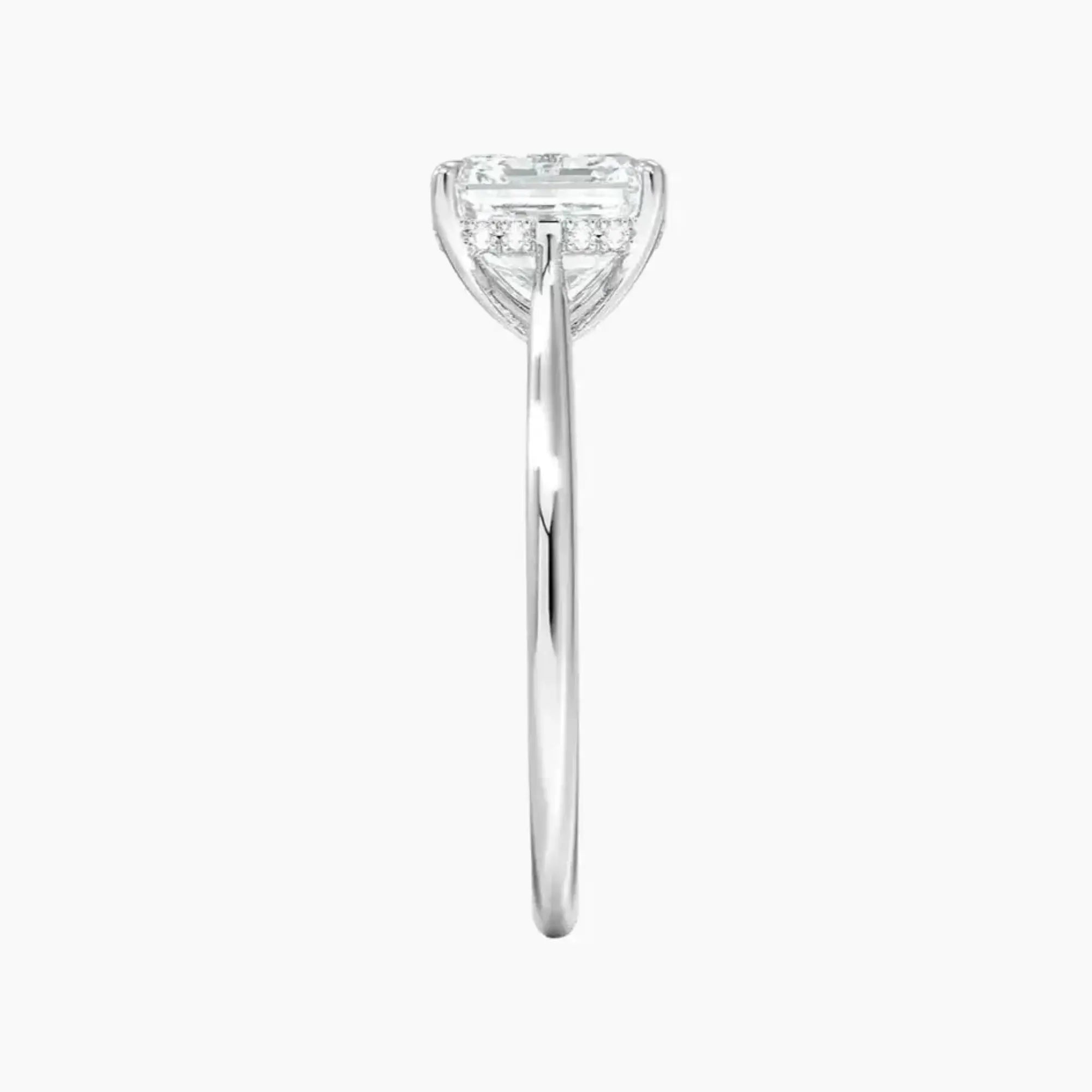 Hestia Asscher Hidden Halo Diamond Ring Setting in 18K Rose Gold