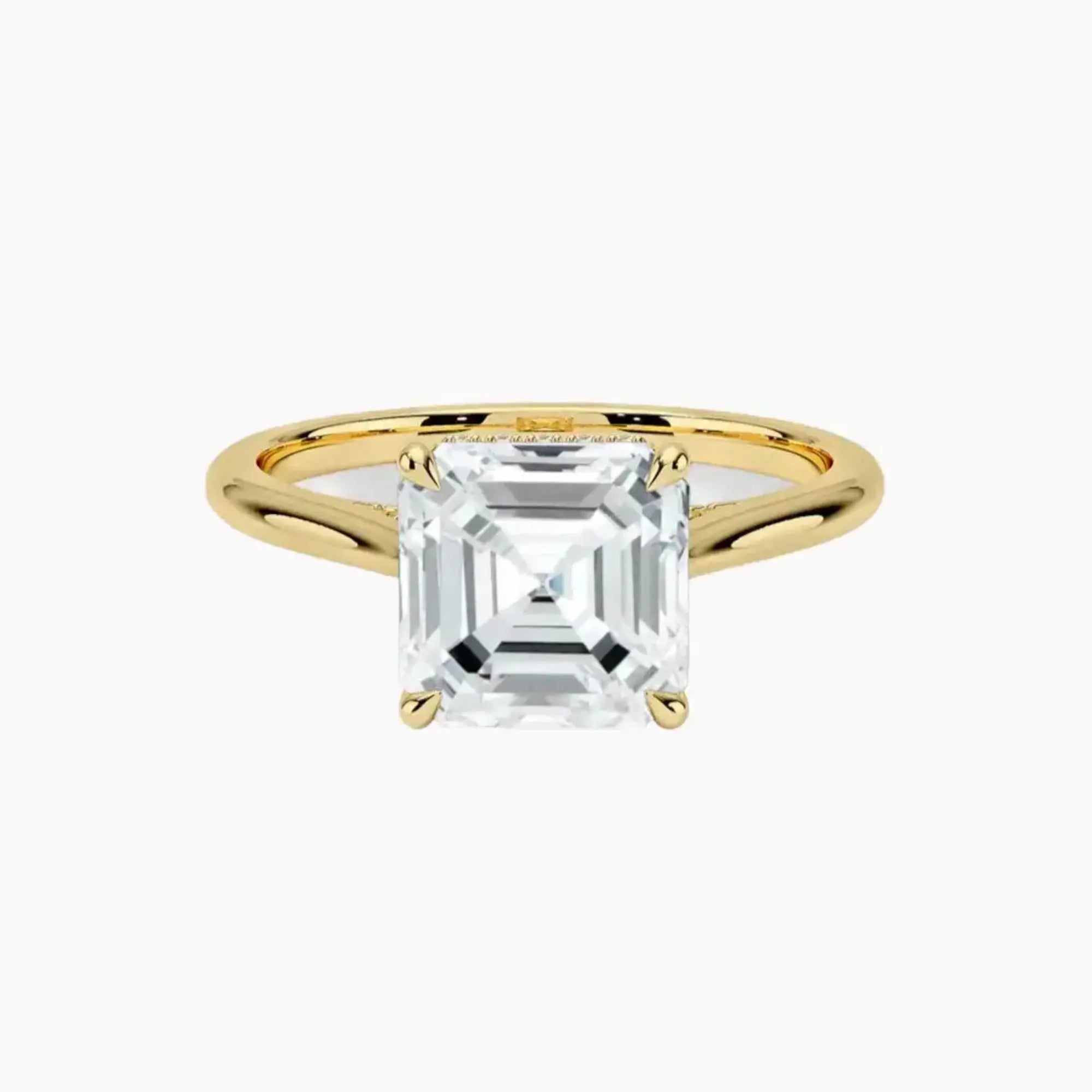 Hestia Asscher Hidden Halo 1 Carat Lab Grown Diamond Engagement Ring in 14K Yellow Gold