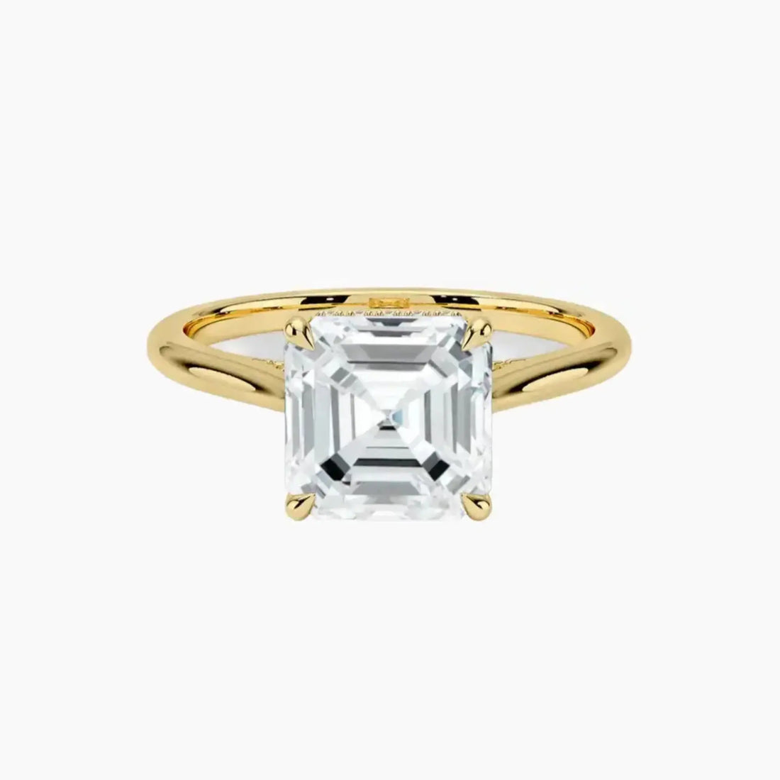 Hestia Asscher Hidden Halo 3 Carat Lab Grown Diamond Engagement Ring in 18K White Gold