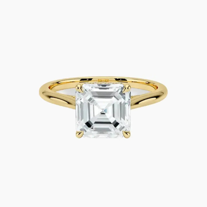Hestia Asscher Hidden Halo 3 Carat Lab Grown Diamond Engagement Ring in 18K Yellow Gold