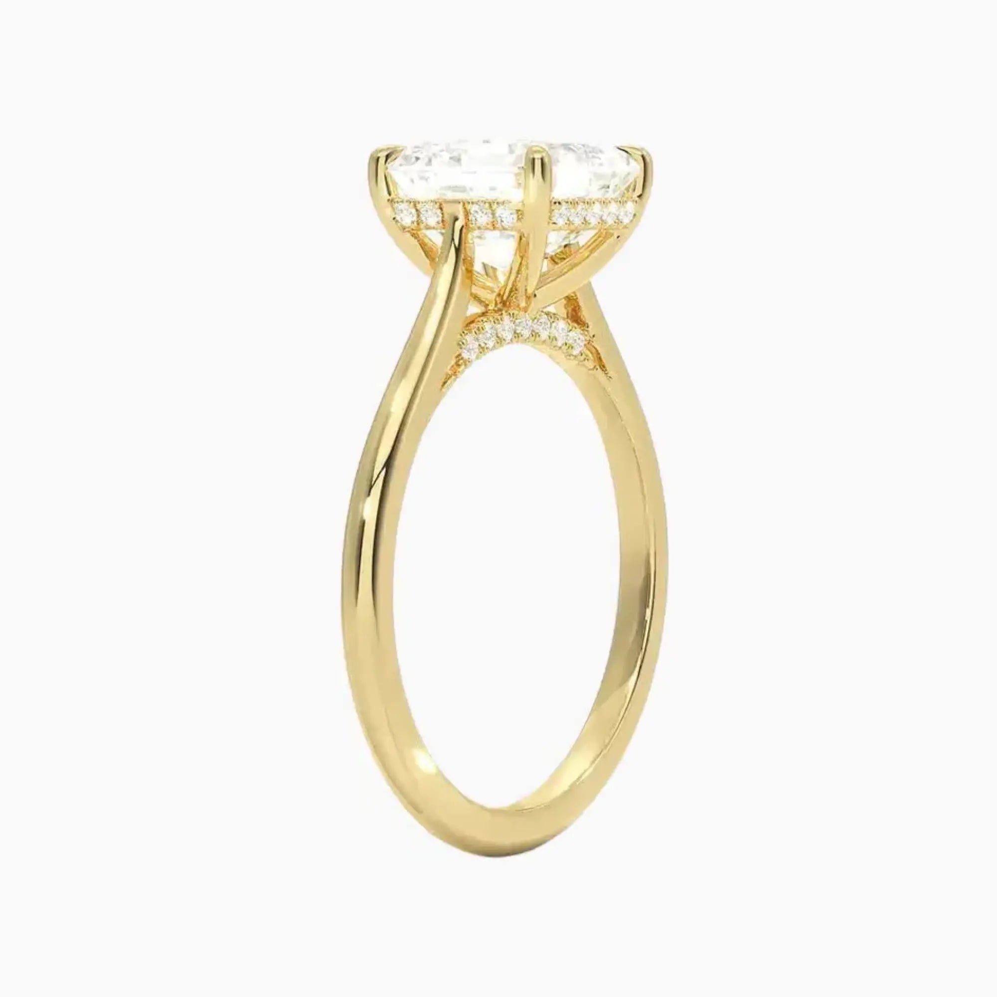 Hestia Asscher Hidden Halo 3 Carat Lab Grown Diamond Engagement Ring in 18K White Gold