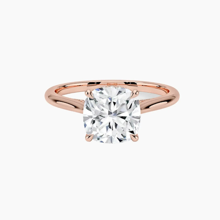 Hestia Cushion Hidden Halo 3 Carat Lab Grown Diamond Engagement Ring in 18K Rose Gold