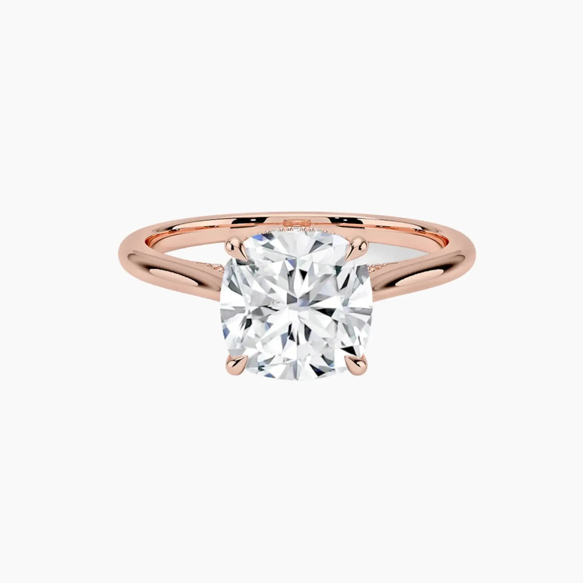 Hestia Cushion Hidden Halo 1 Carat Lab Grown Diamond Engagement Ring in 14K Rose Gold