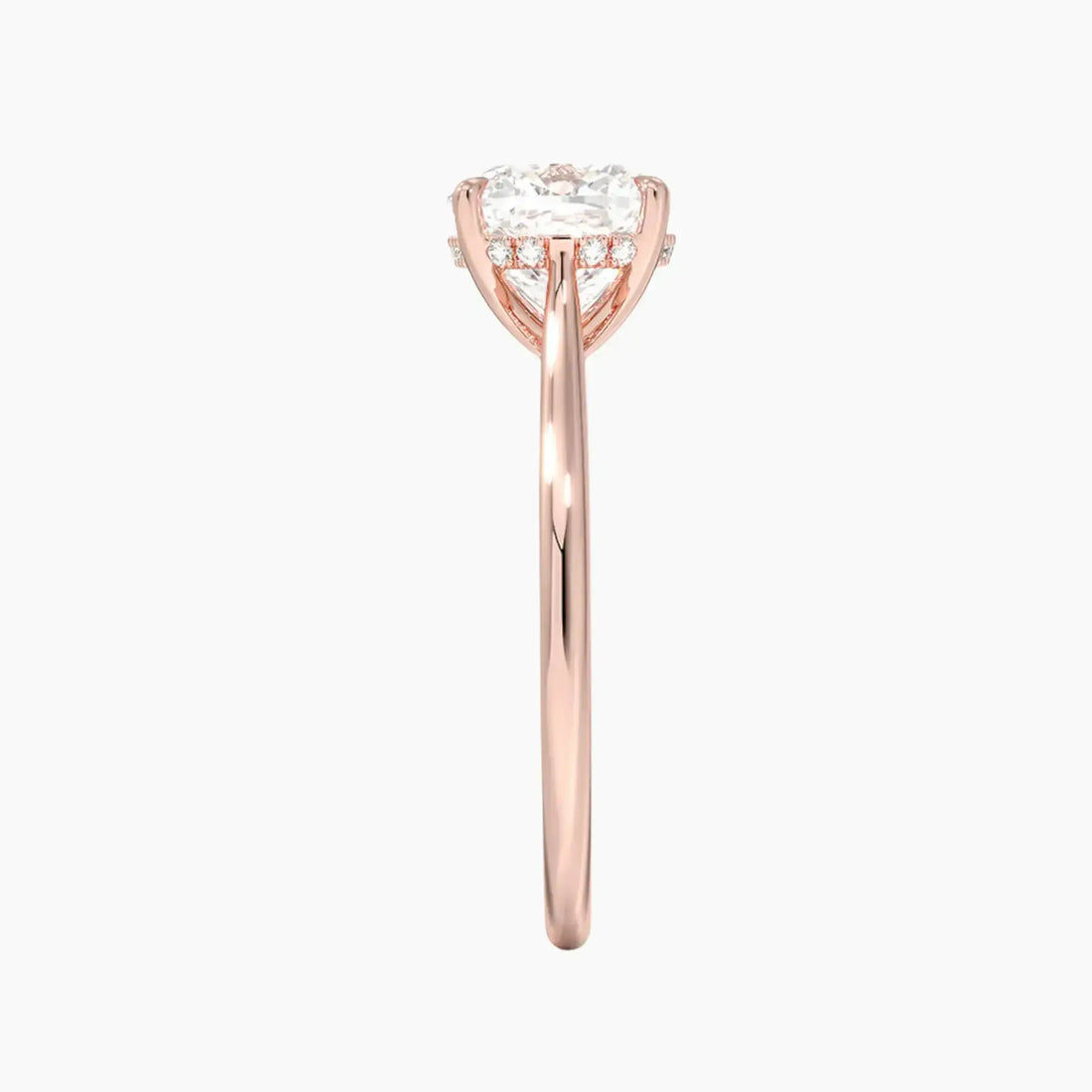 Hestia Cushion Hidden Halo 3 Carat Lab Grown Diamond Engagement Ring in 18K Rose Gold
