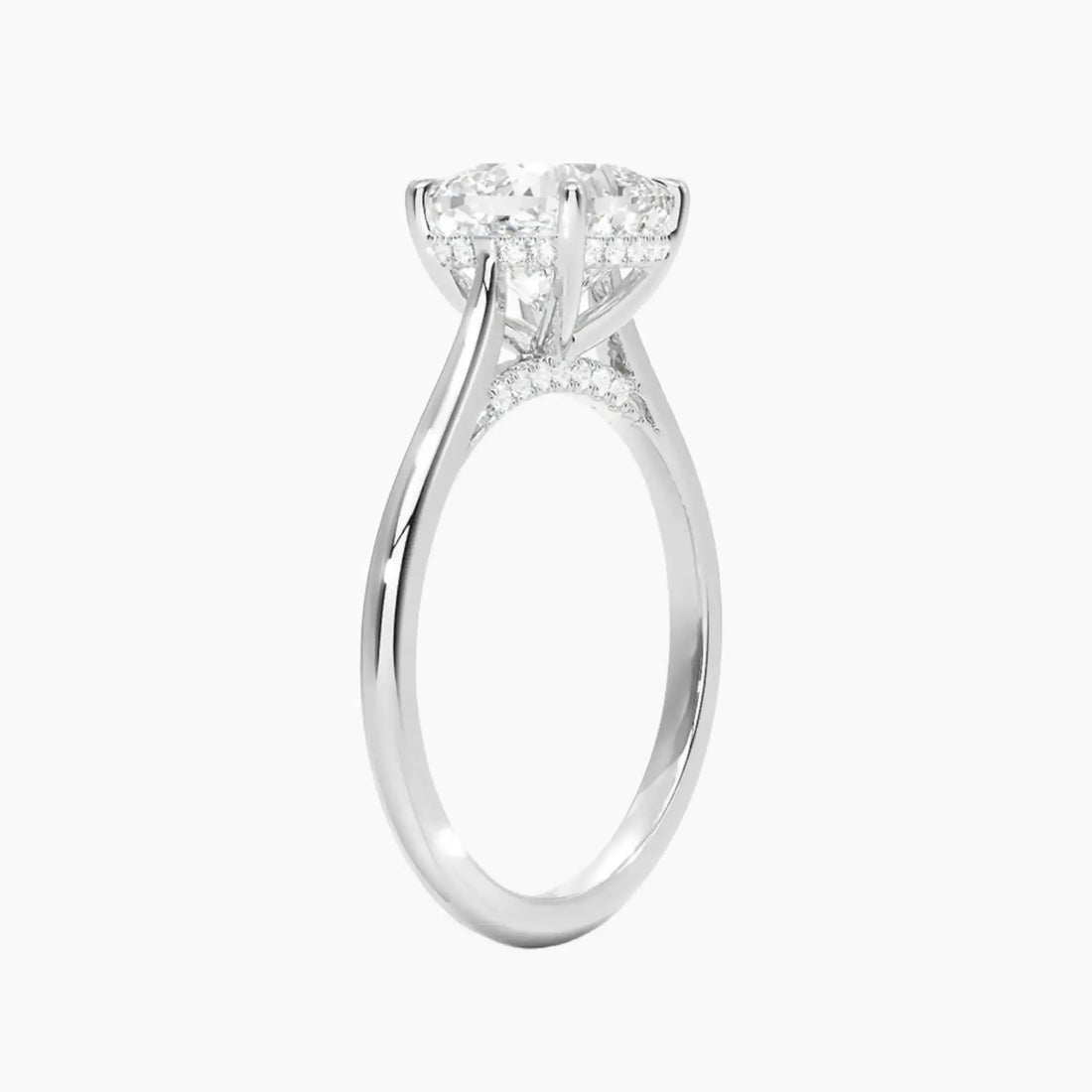 Hestia Cushion Hidden Halo 3 Carat Lab Grown Diamond Engagement Ring in 18K White Gold