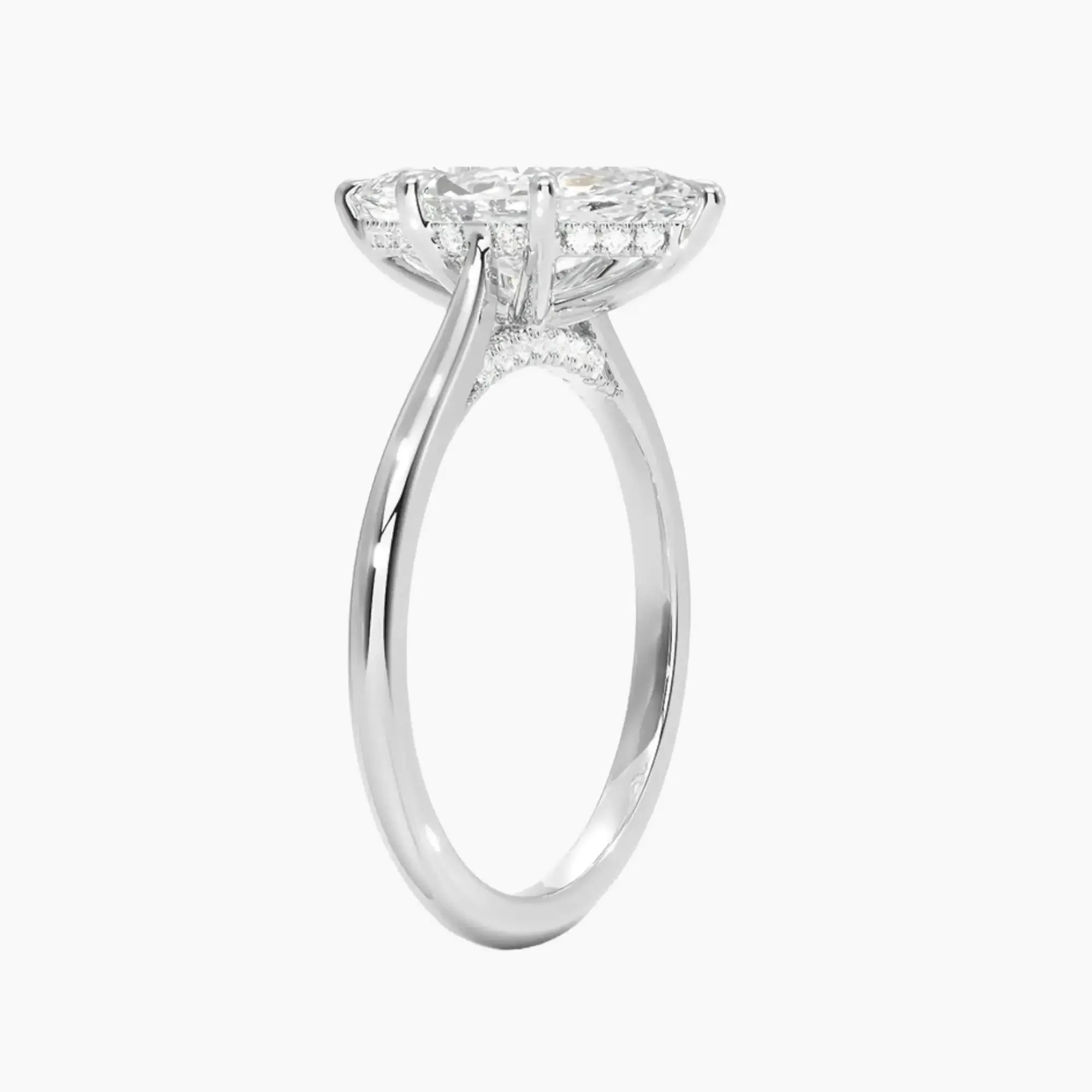 Hestia Marquise Hidden Halo 2.5 Carat Lab Grown Diamond Engagement Ring in 18K Rose Gold