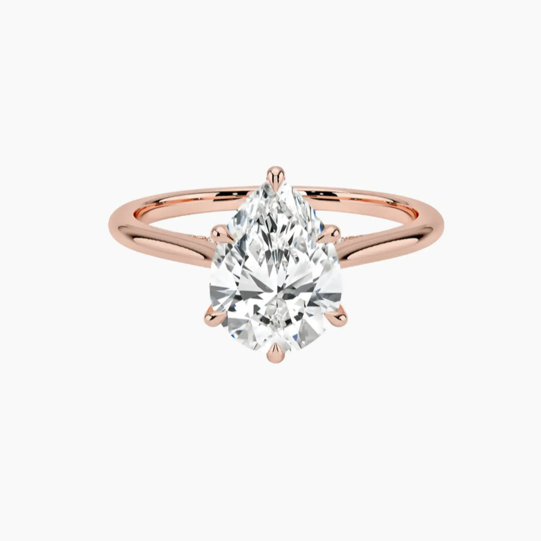 Hestia Pear Hidden Halo Diamond Ring Setting in 18K White Gold