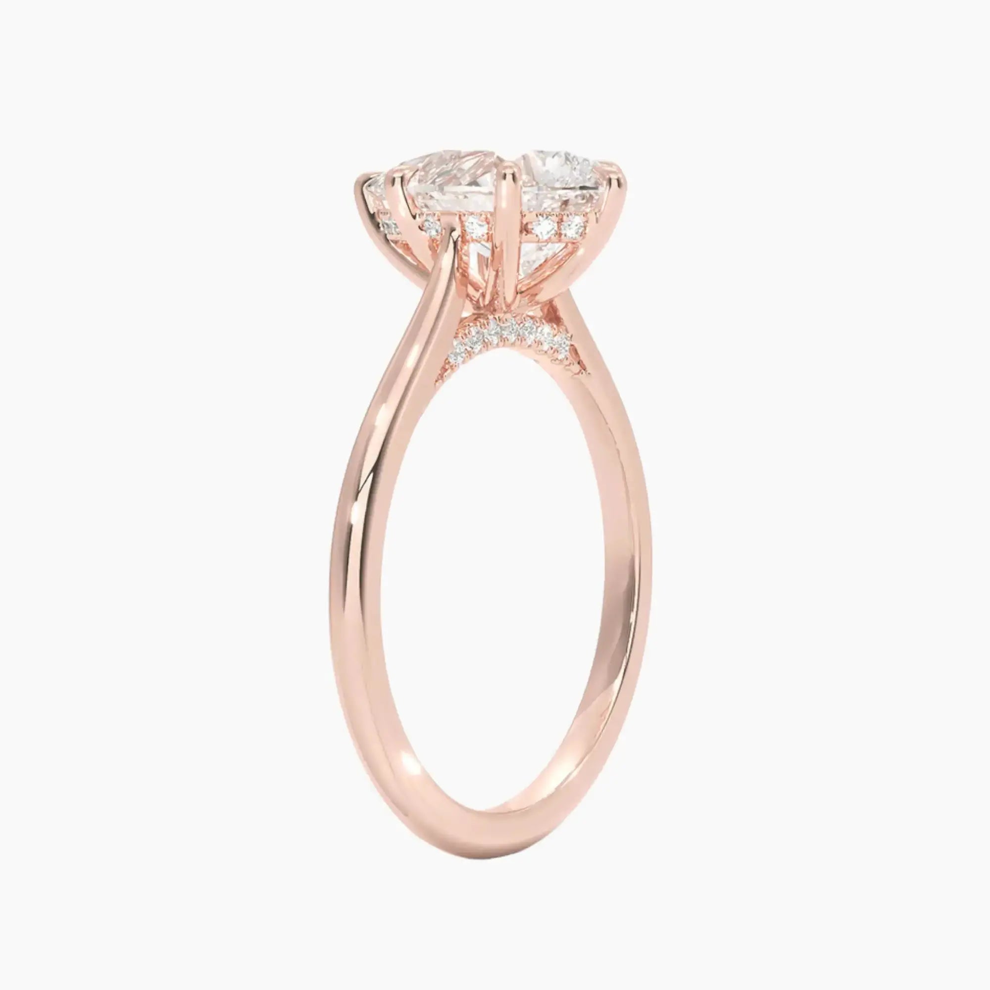 Hestia Pear Hidden Halo Diamond Ring Setting in 14K White Gold