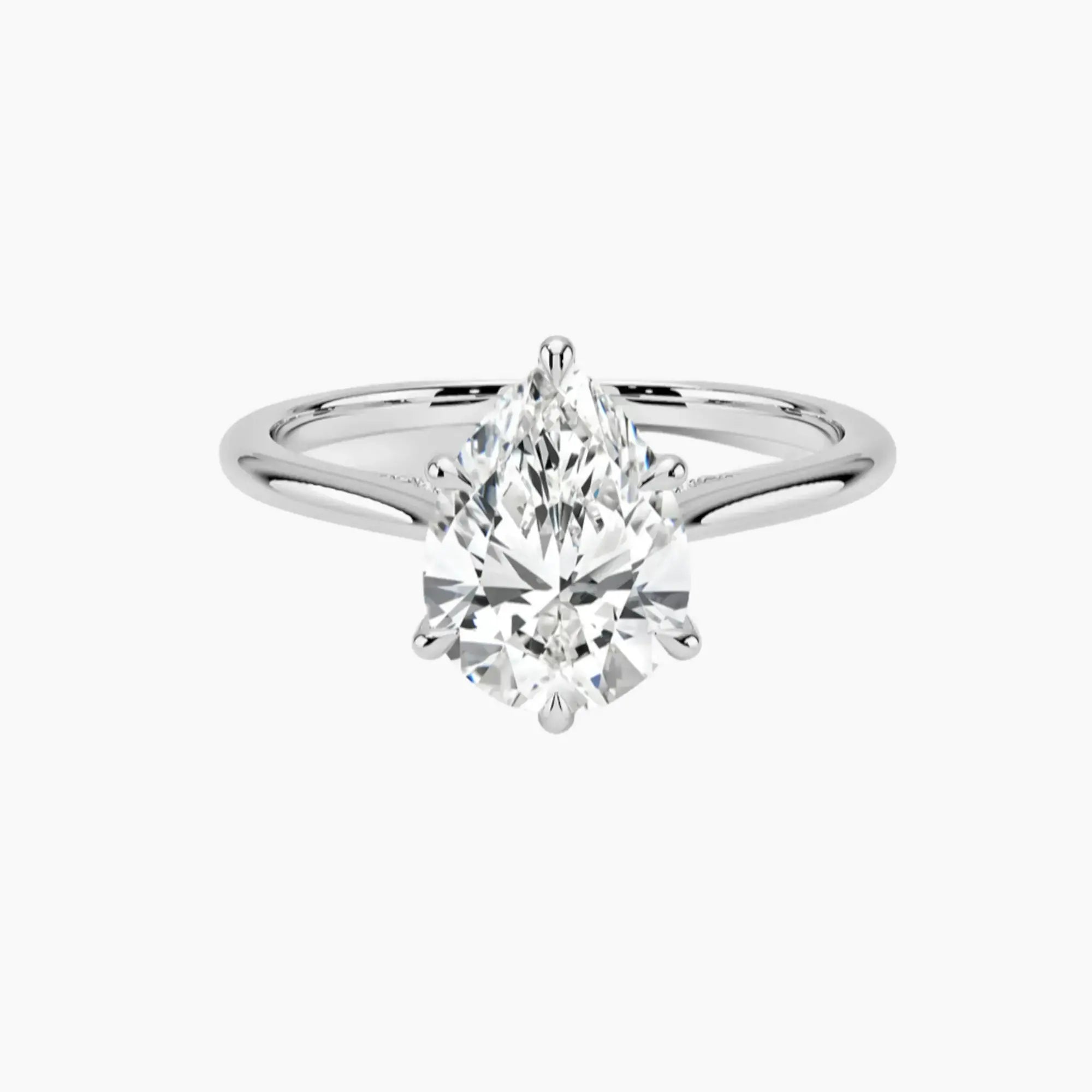 Hestia Pear Hidden Halo Diamond Ring Setting in 14K White Gold
