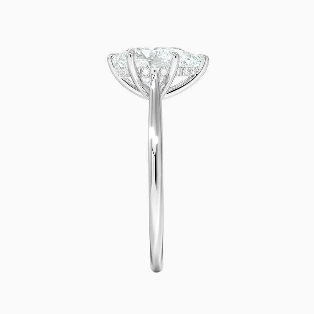 Hestia Pear Hidden Halo Diamond Ring Setting in 14K White Gold