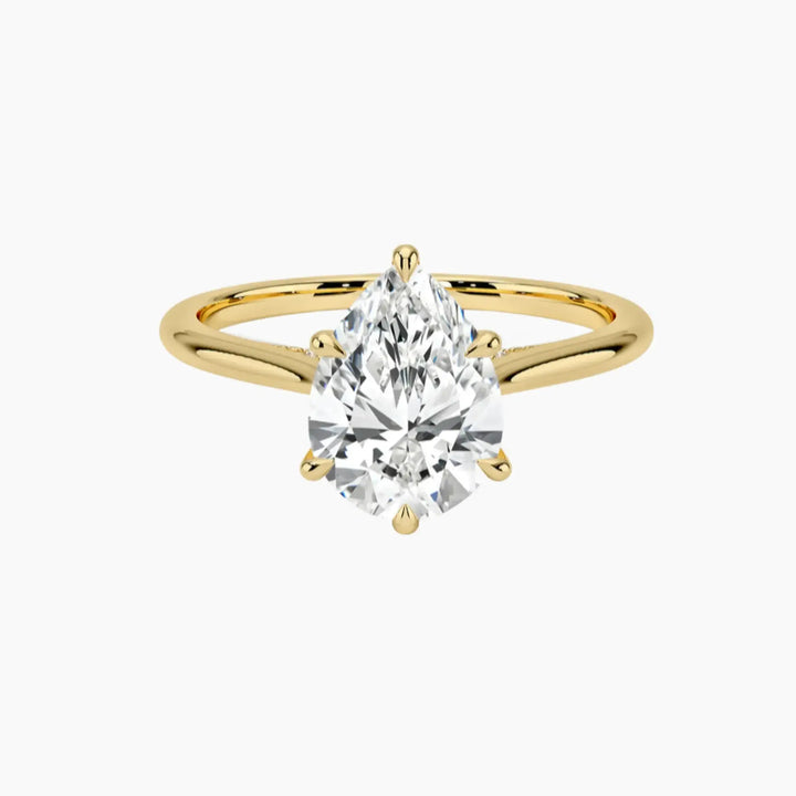 Hestia Pear Hidden Halo 3 Carat Lab Grown Diamond Engagement Ring in 18K Yellow Gold