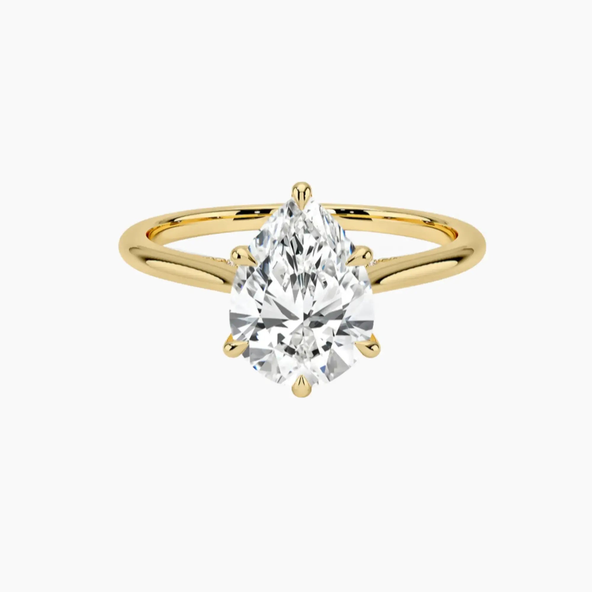 Hestia Pear Hidden Halo 3 Carat Lab Grown Diamond Engagement Ring in 14K Yellow Gold