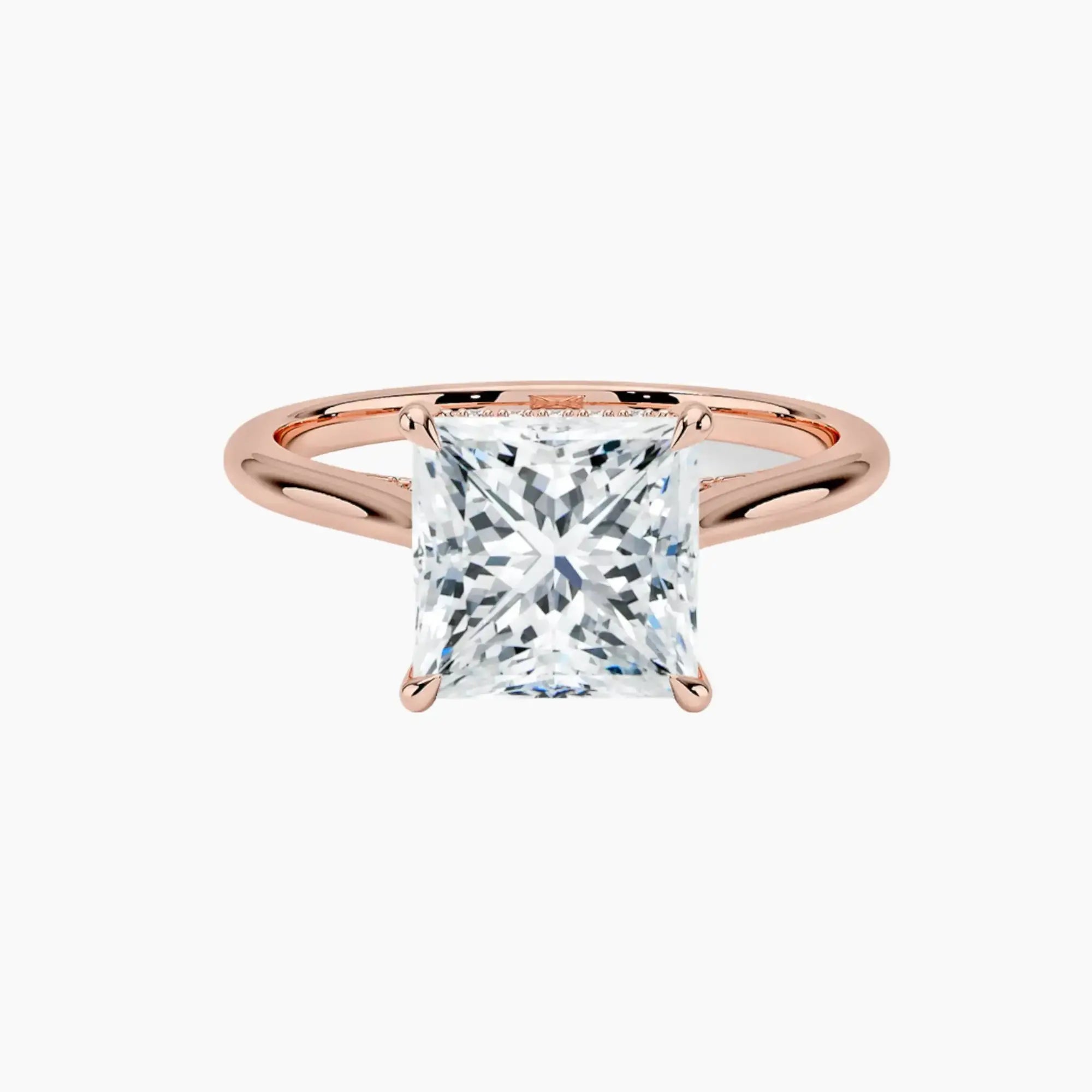 Hestia Princess Hidden Halo Diamond Ring Setting in 18K White Gold