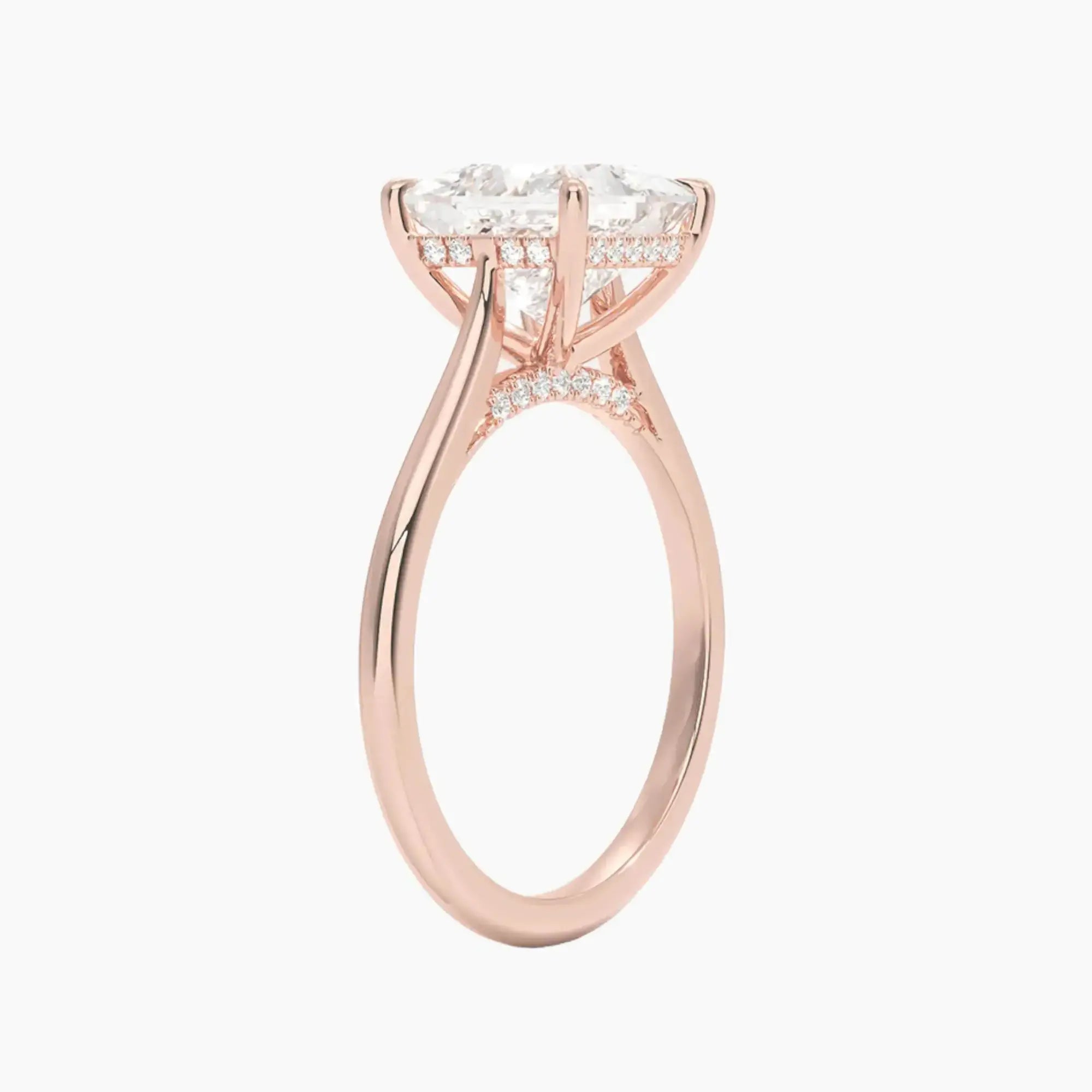 Hestia Princess Hidden Halo Diamond Ring Setting in 18K White Gold