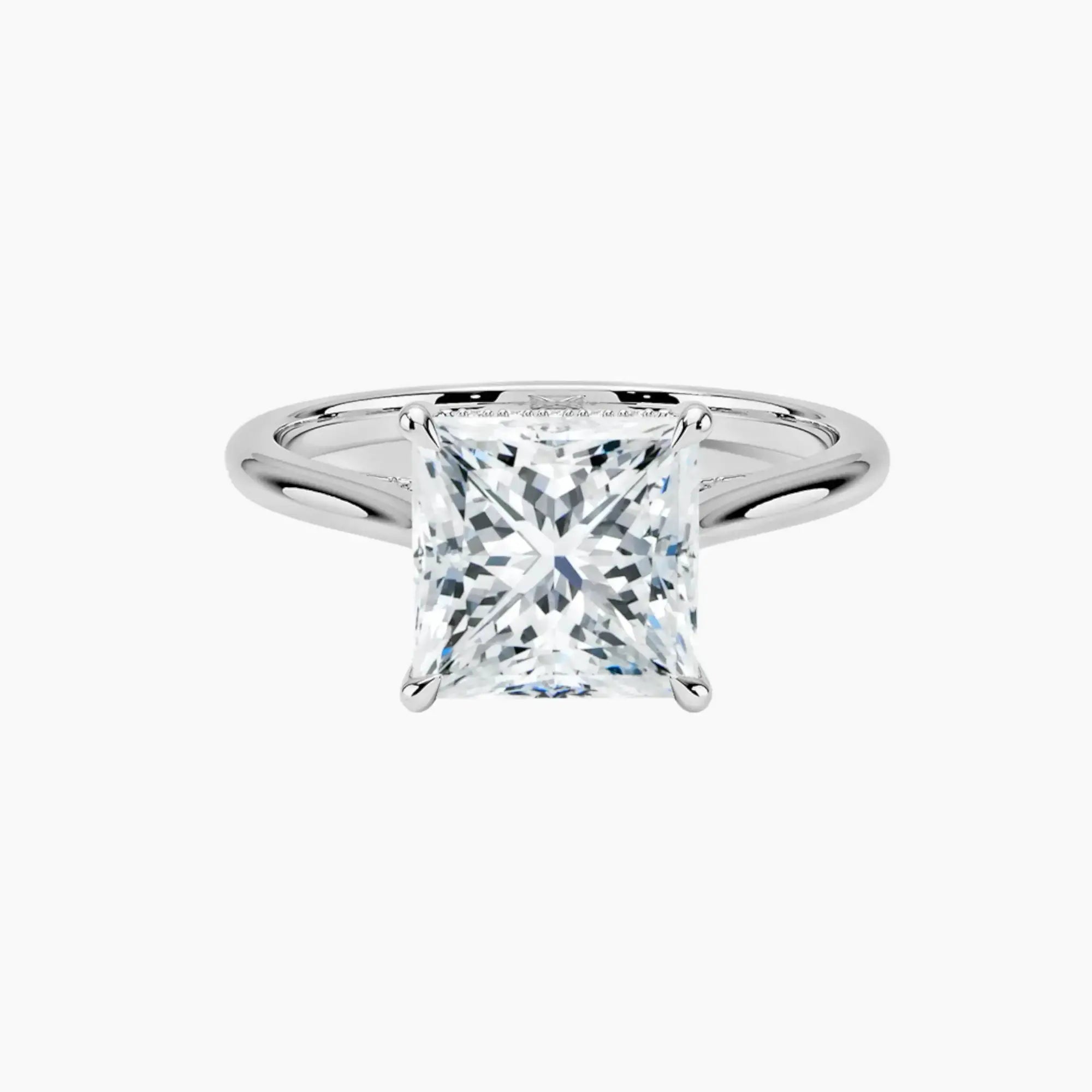 Hestia Princess Hidden Halo 2 Carat Lab Grown Diamond Engagement Ring in 18K Rose Gold