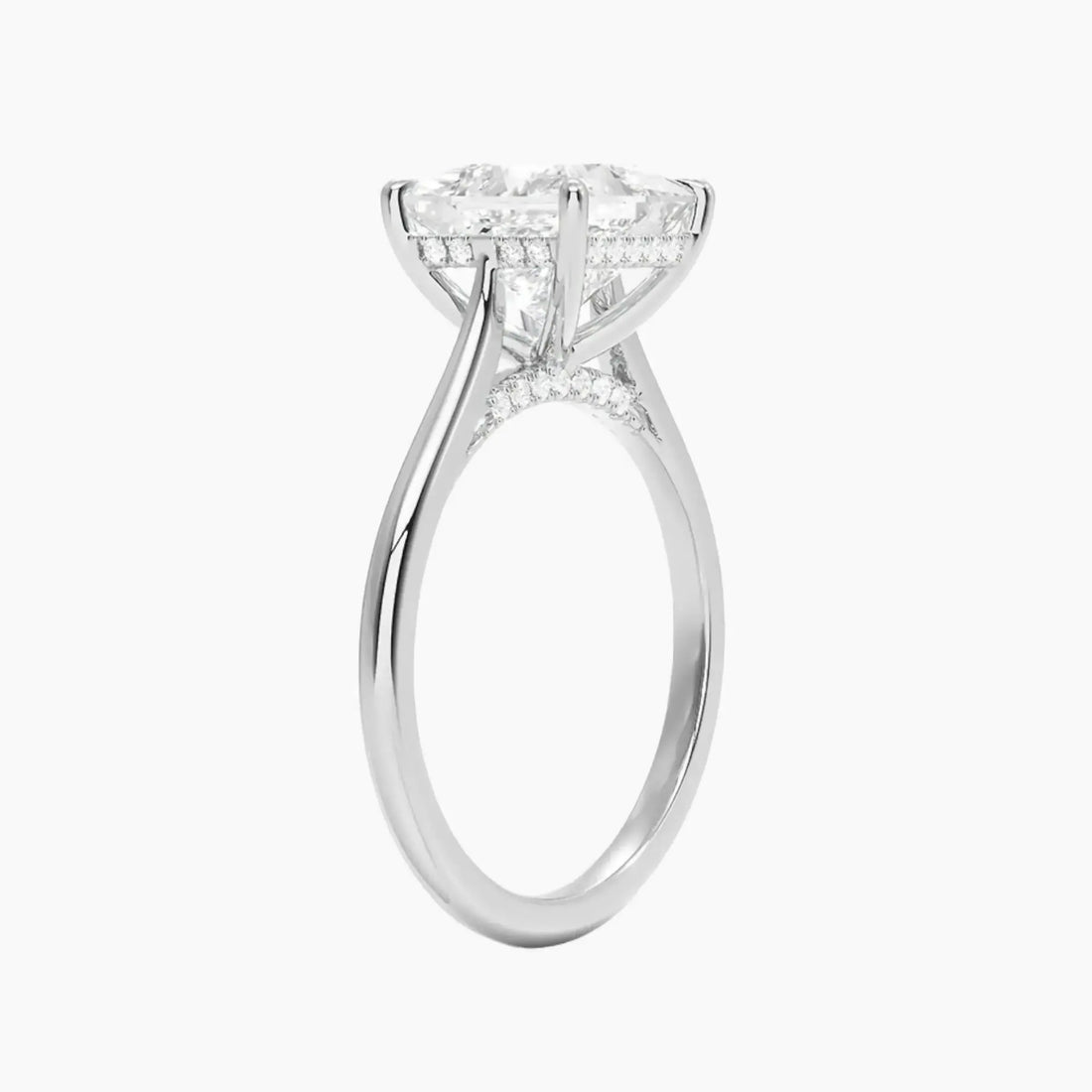 Hestia Princess Hidden Halo Diamond Ring Setting in 18K White Gold