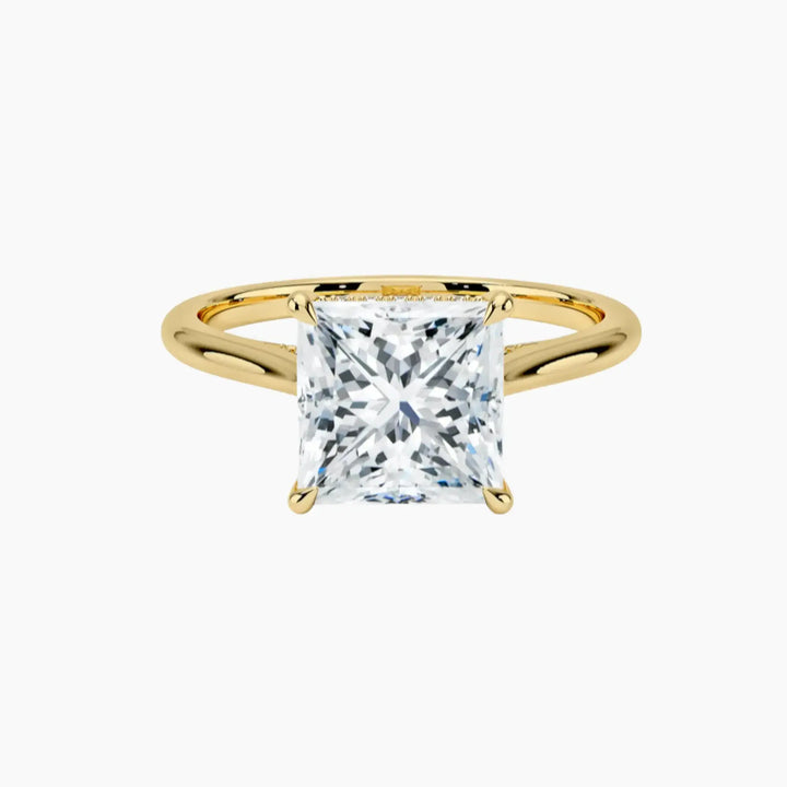 Hestia Princess Hidden Halo 1.5 Carat Lab Grown Diamond Engagement Ring in 18K Yellow Gold