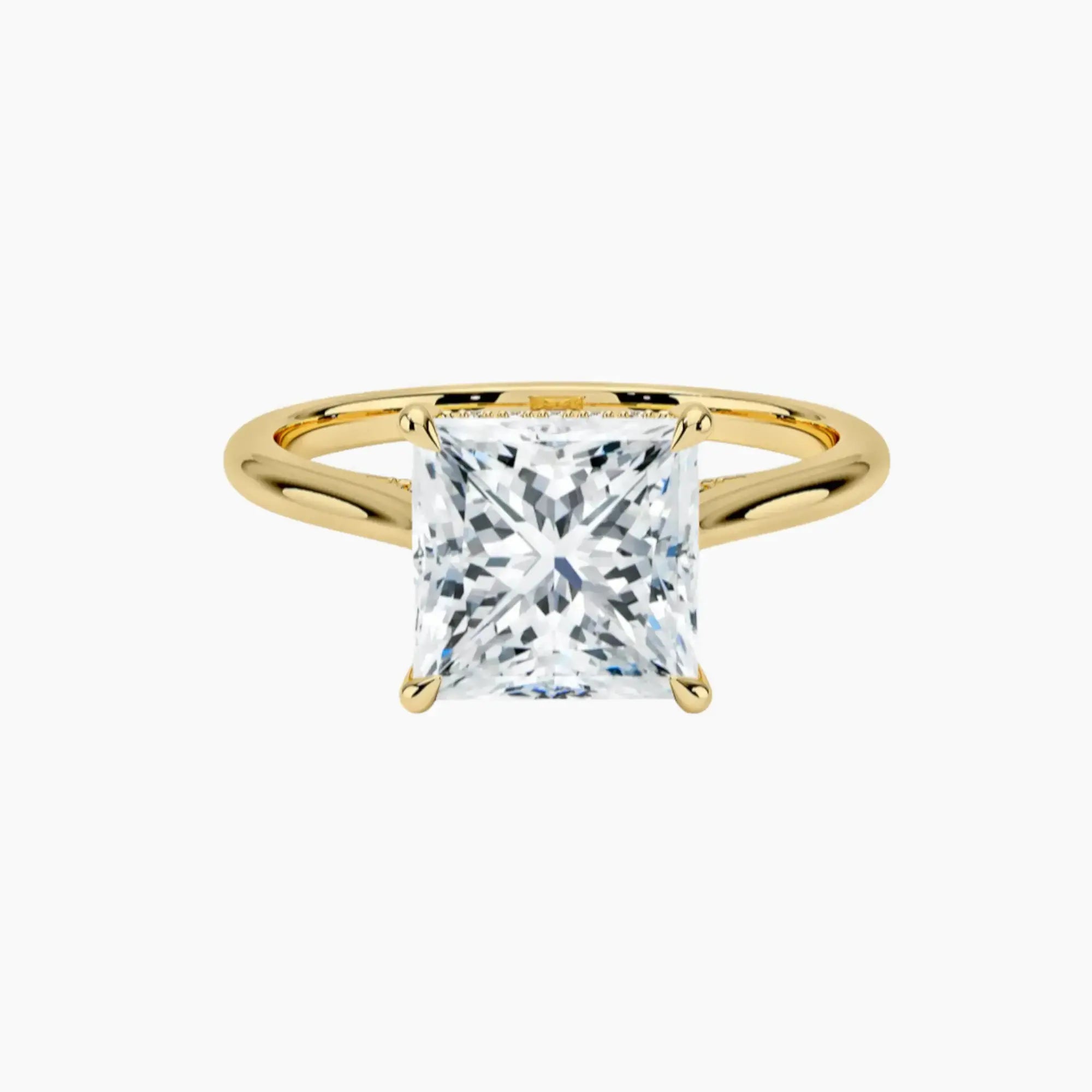 Hestia Princess Hidden Halo Diamond Ring Setting in 18K White Gold